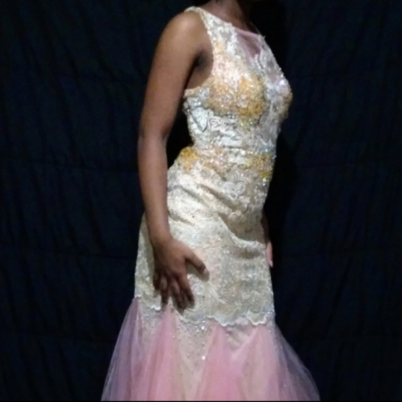 Backless Diamond/Crystal Embroidered Mermaid Wedding/Prom Dress - Picture 9 of 10